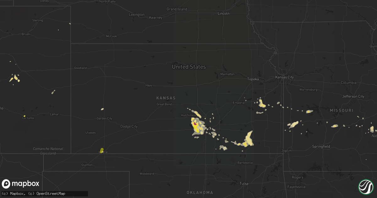 Hail map in Kansas on August 21, 2019