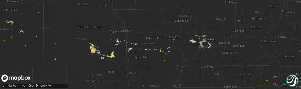 Hail map in Missouri on August 21, 2019