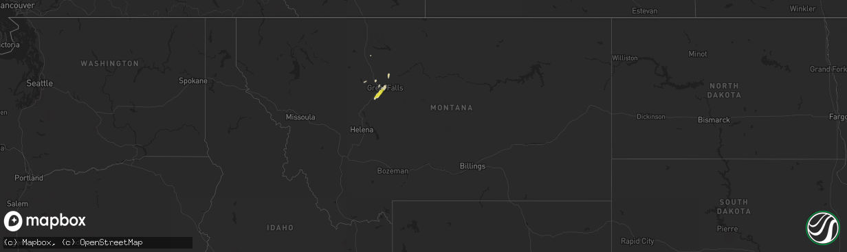 Hail map in Montana on August 21, 2019
