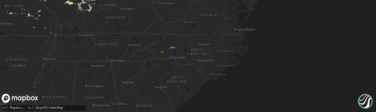 Hail map in North Carolina on August 21, 2019