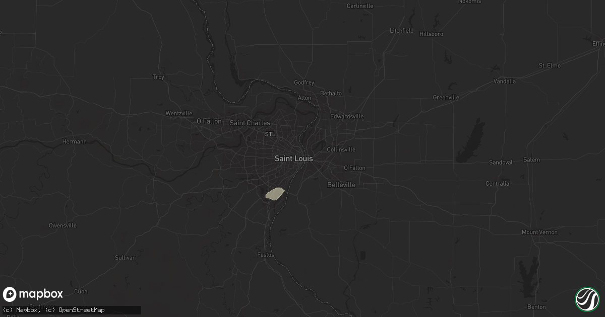 Hail map in Saint Louis, MO on August 21, 2019