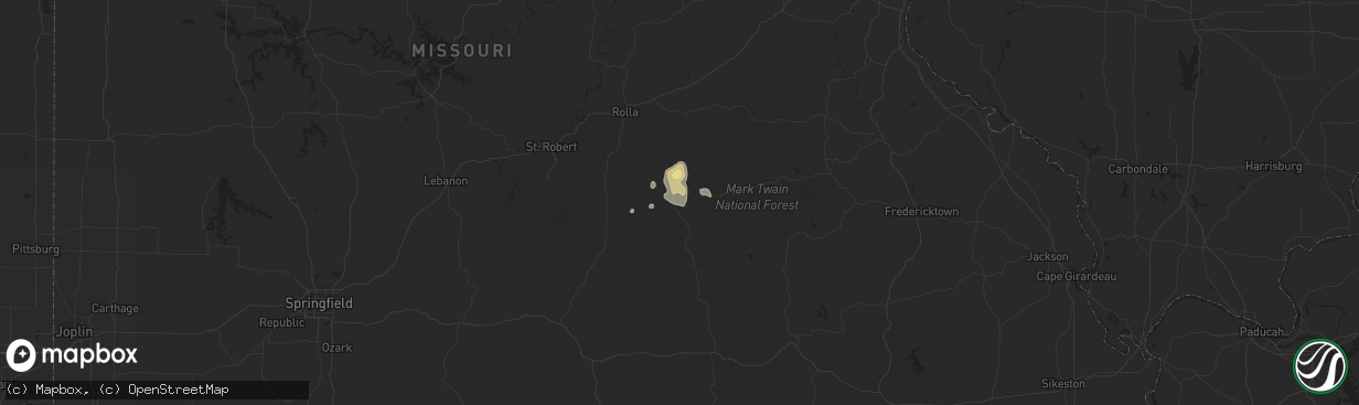 Hail map in Salem, MO on August 21, 2019