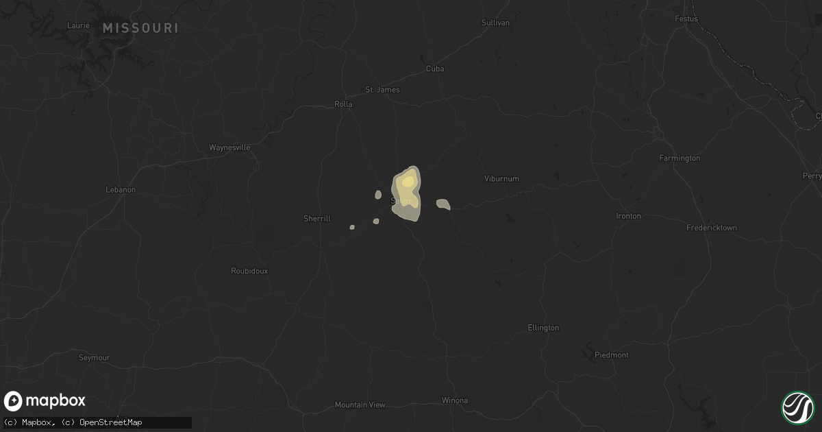 Hail map in Salem, MO on August 21, 2019