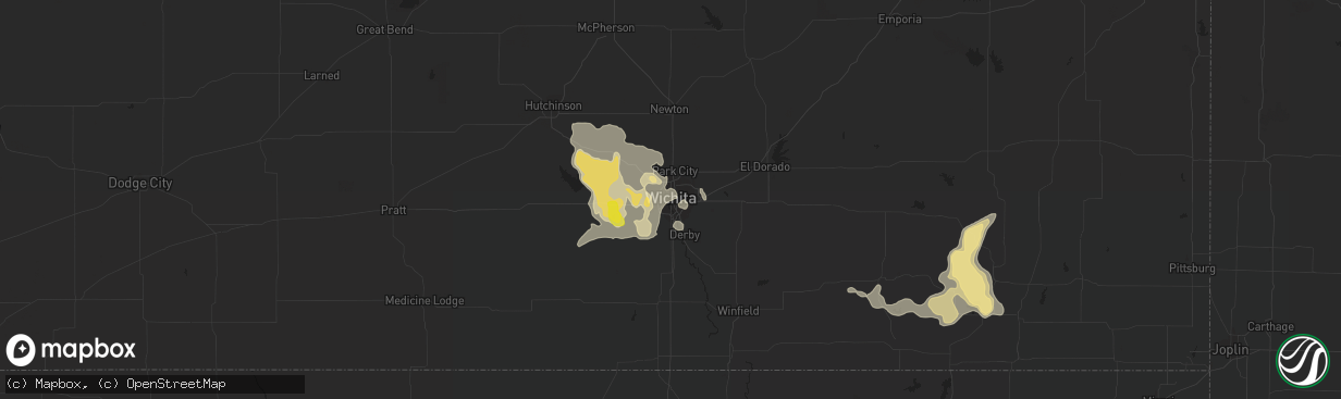 Hail map in Wichita, KS on August 21, 2019
