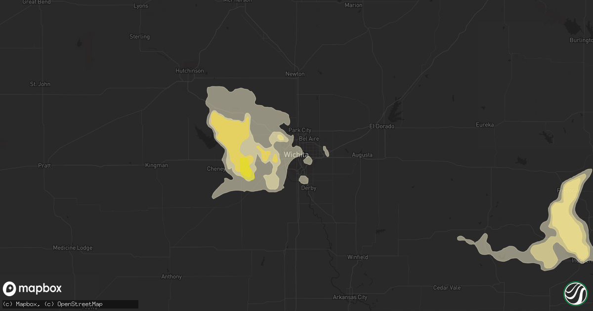 Hail map in Wichita, KS on August 21, 2019