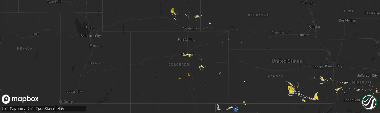 Hail map on August 21, 2019