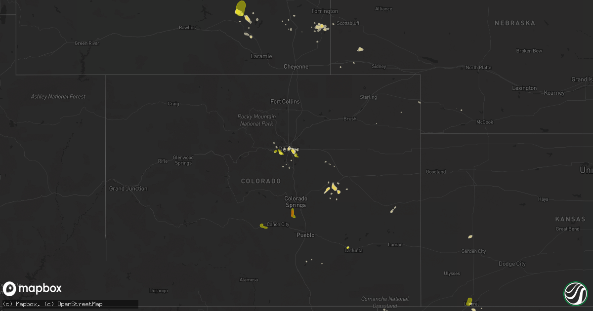 Hail map on August 21, 2019