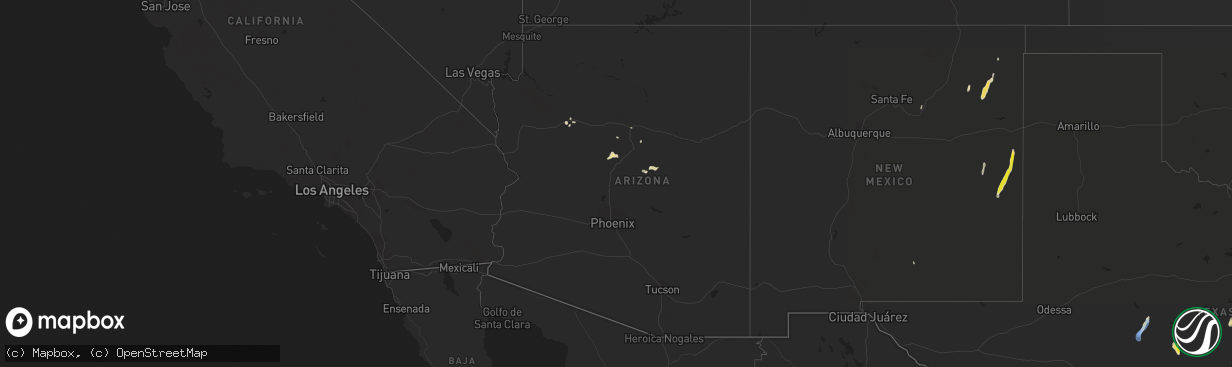 Hail map in Arizona on August 21, 2020