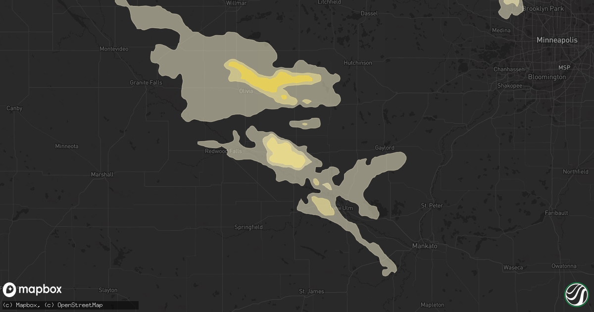 Hail map in Fairfax, MN on August 21, 2020