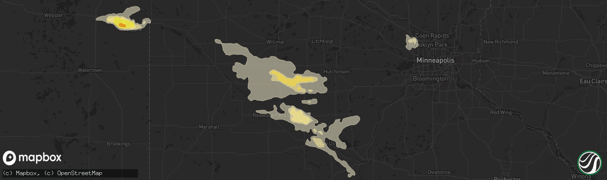 Hail map in Hector, MN on August 21, 2020