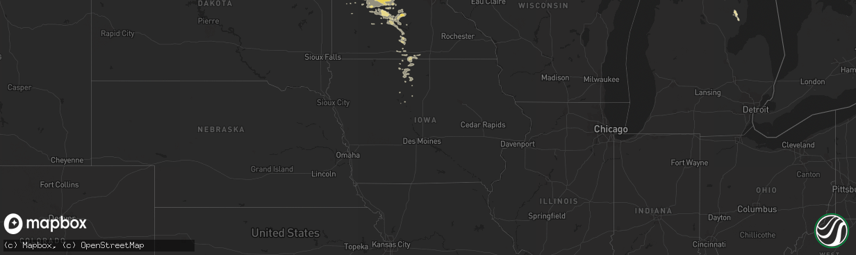 Hail map in Iowa on August 21, 2020