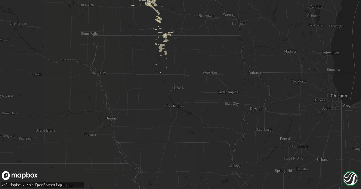 Hail map in Iowa on August 21, 2020