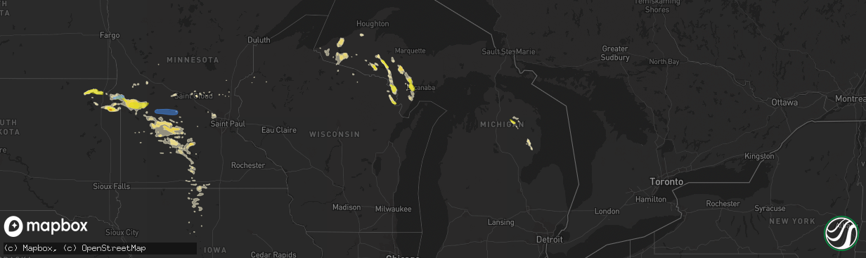 Hail map in Michigan on August 21, 2020