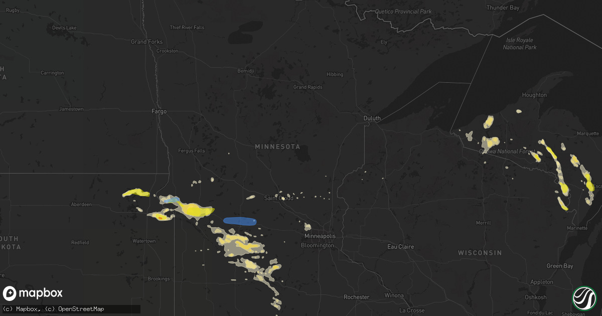 Hail map in Minnesota on August 21, 2020