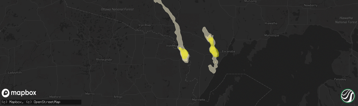 Hail map in Niagara, WI on August 21, 2020