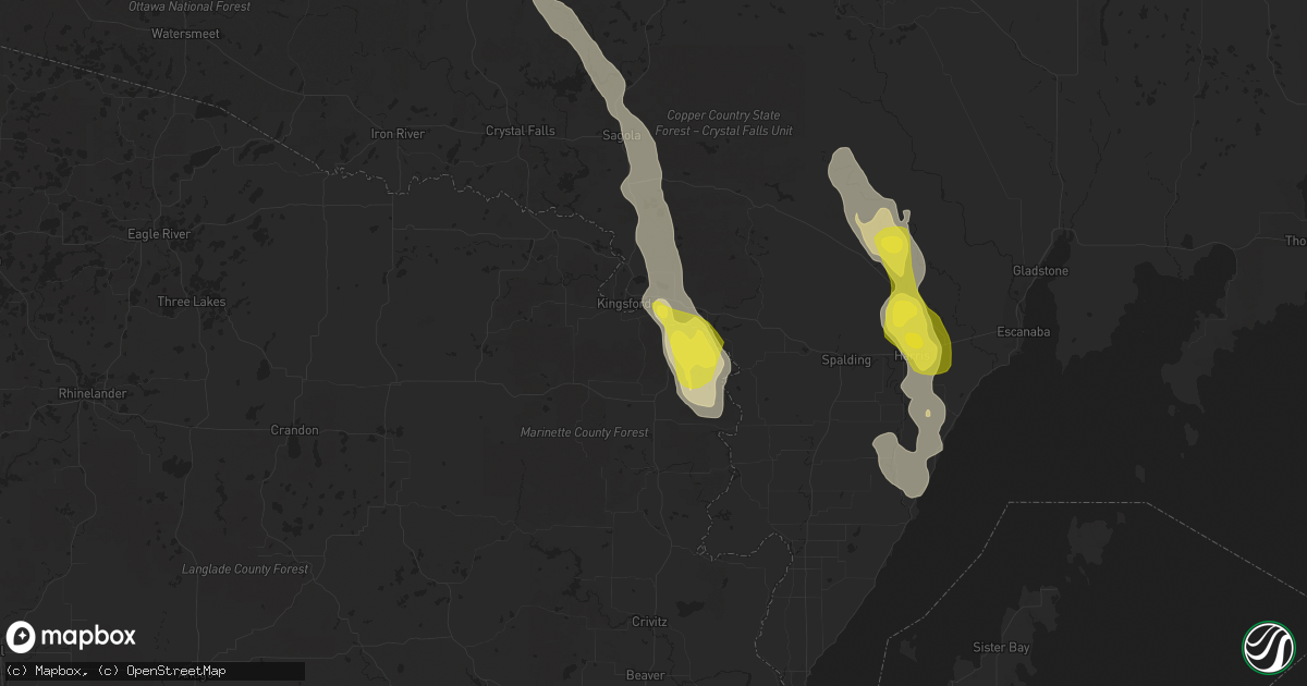 Hail map in Niagara, WI on August 21, 2020