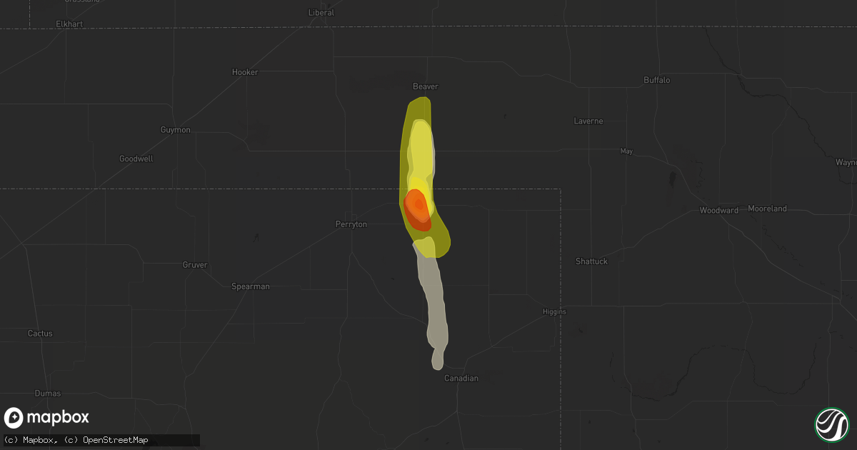 Hail map in Booker, TX on August 21, 2021