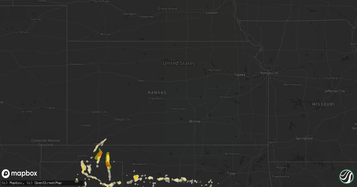 Hail map in Kansas on August 21, 2021