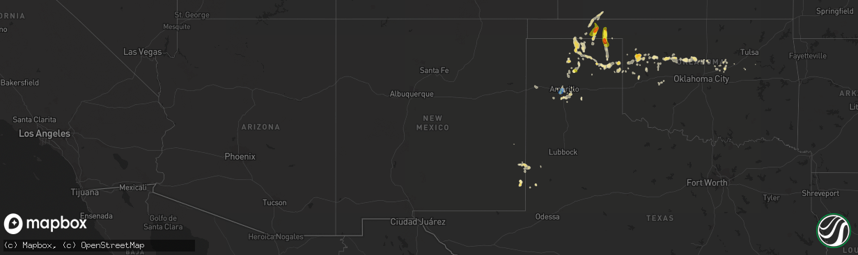 Hail map in New Mexico on August 21, 2021