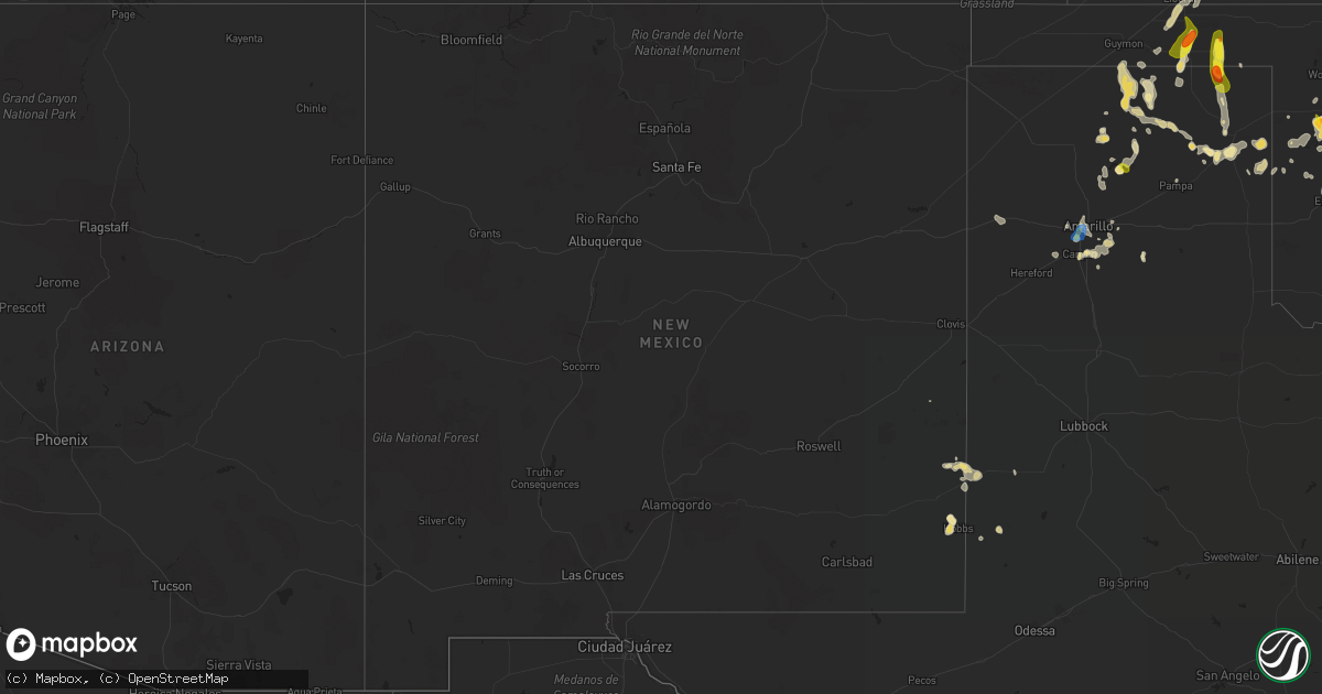 Hail map in New Mexico on August 21, 2021
