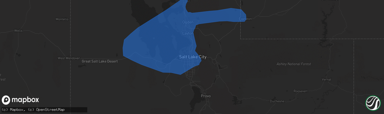 Hail map in Salt Lake City, UT on August 21, 2021