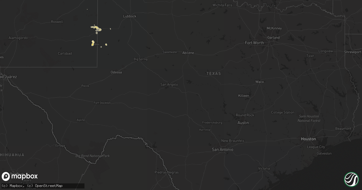 Hail map in Texas on August 21, 2021
