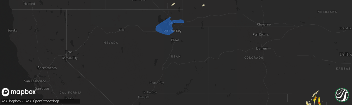 Hail map in Utah on August 21, 2021