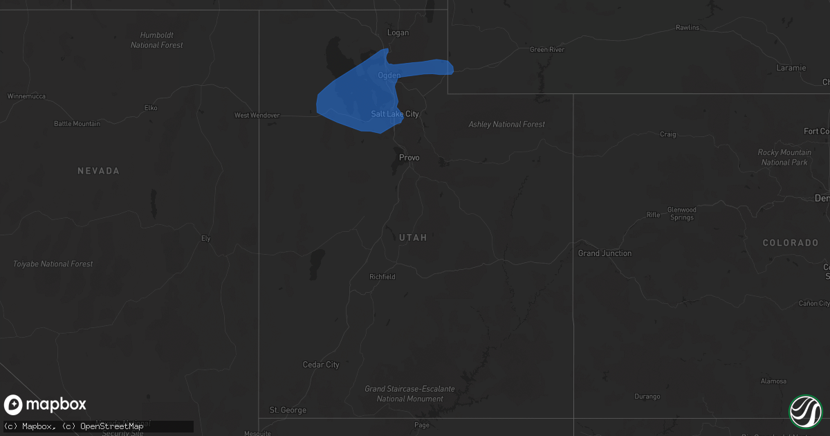 Hail map in Utah on August 21, 2021