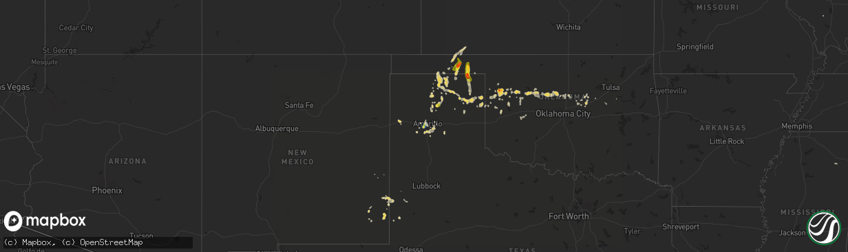 Hail map on August 21, 2021