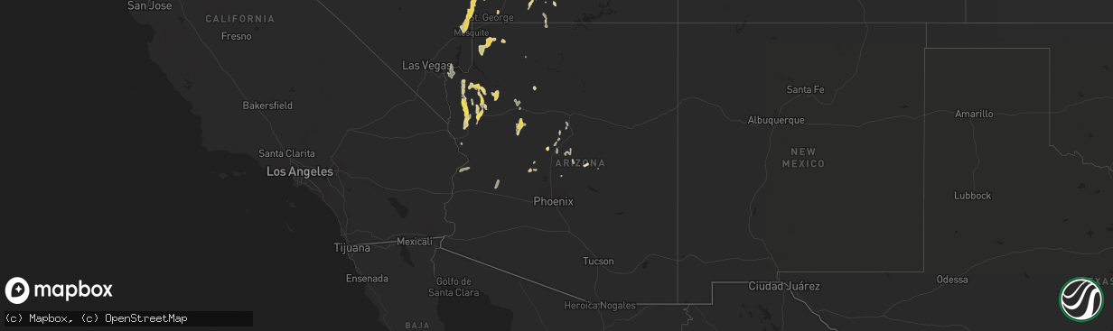 Hail map in Arizona on August 21, 2022