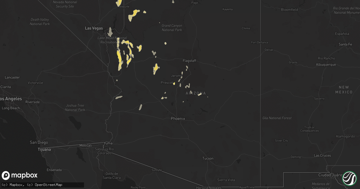 Hail map in Arizona on August 21, 2022