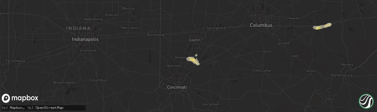 Hail map in Franklin, OH on August 21, 2022