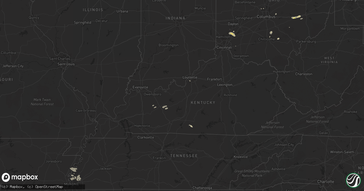 Hail map in Kentucky on August 21, 2022