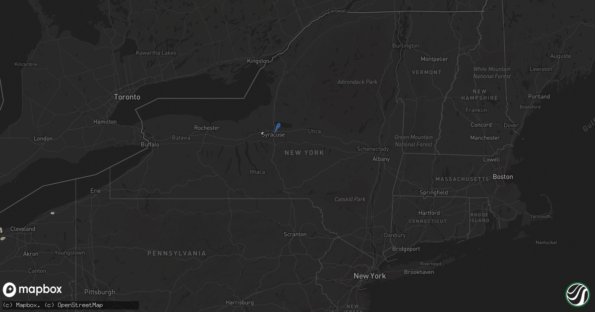 Hail map in New York on August 21, 2022