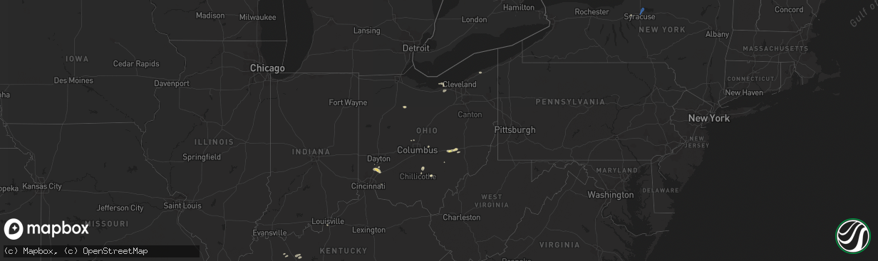 Hail map in Ohio on August 21, 2022
