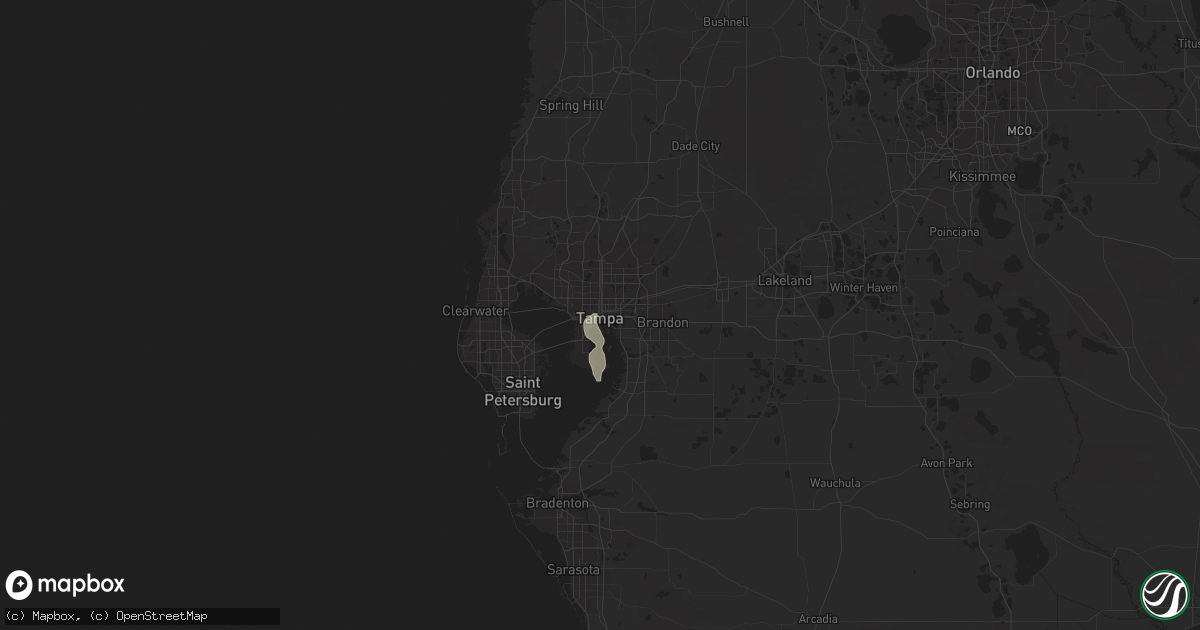 Hail map in Tampa, FL on August 21, 2022