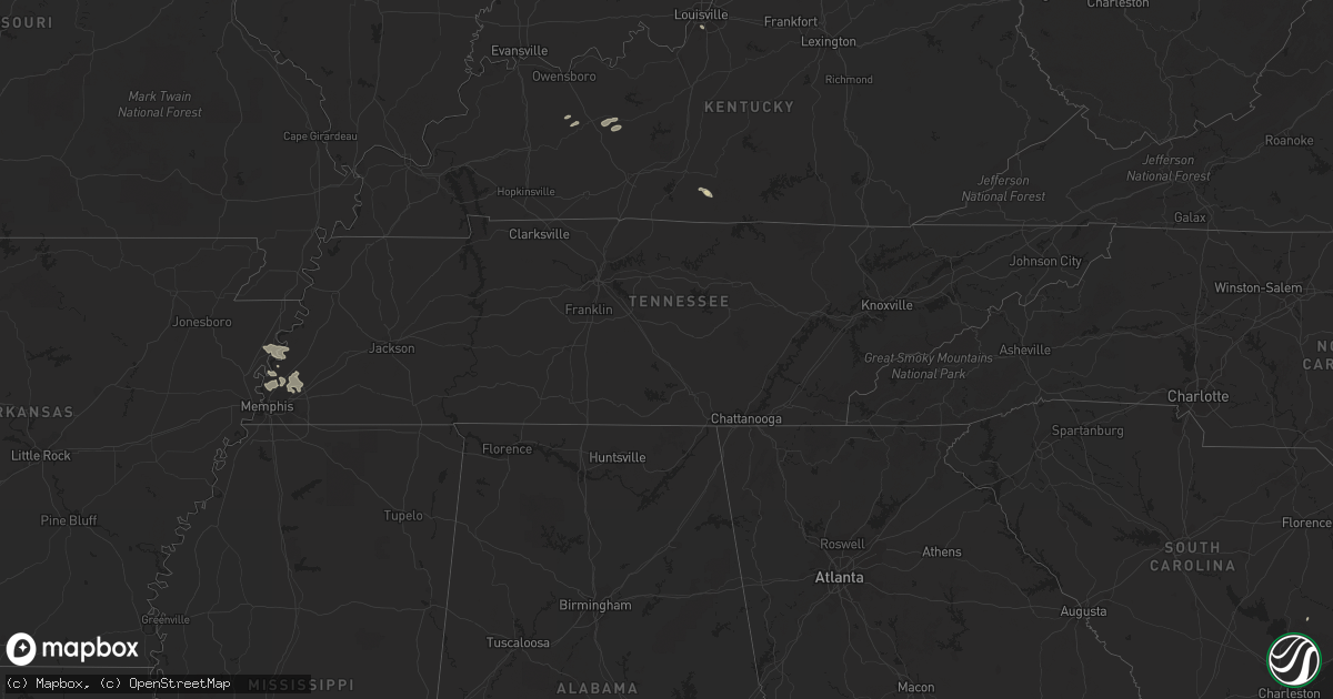 Hail map in Tennessee on August 21, 2022