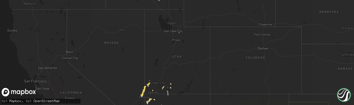 Hail map in Utah on August 21, 2022