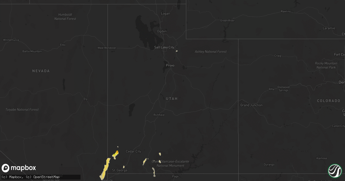 Hail map in Utah on August 21, 2022