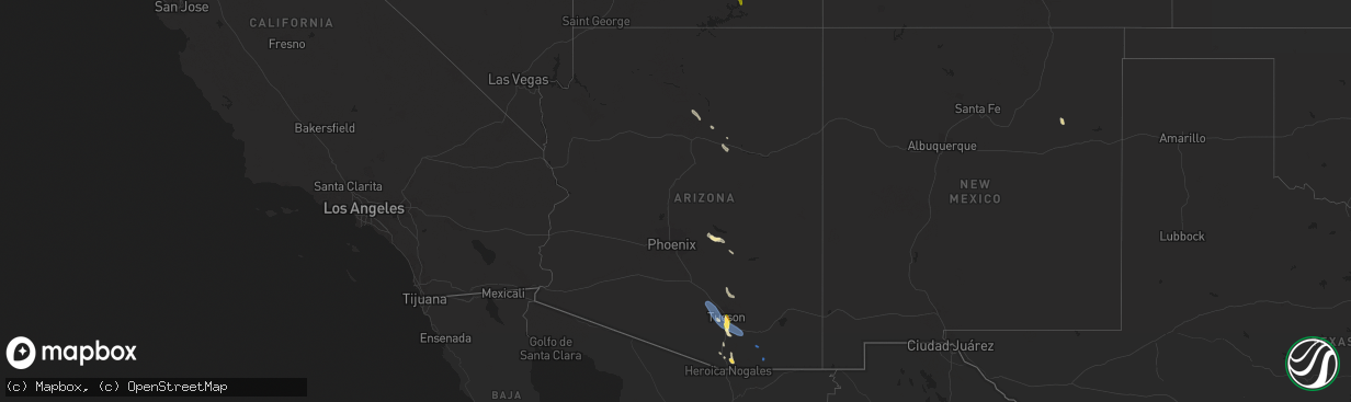Hail map in Arizona on August 21, 2023