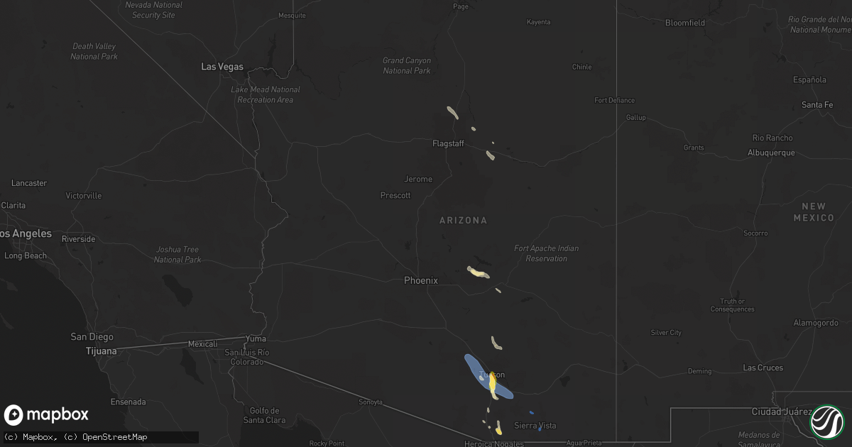 Hail map in Arizona on August 21, 2023