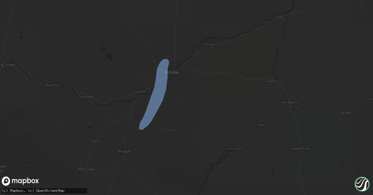 Hail map in Billings, MT on August 21, 2023