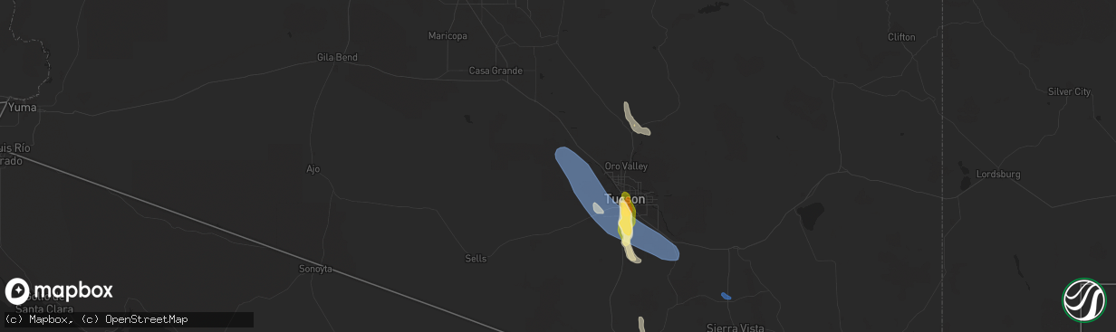 Hail map in Marana, AZ on August 21, 2023