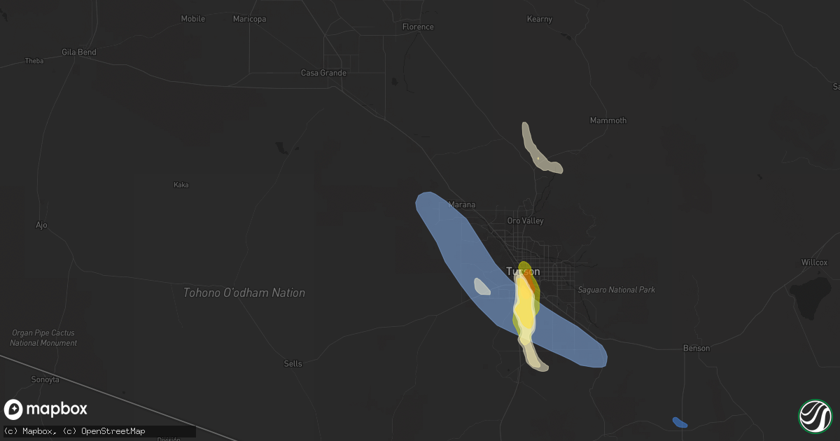Hail map in Marana, AZ on August 21, 2023