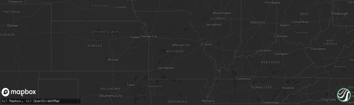 Hail map in Missouri on August 21, 2023