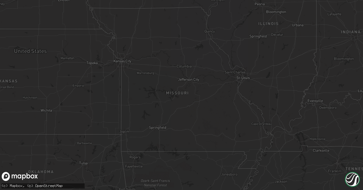 Hail map in Missouri on August 21, 2023