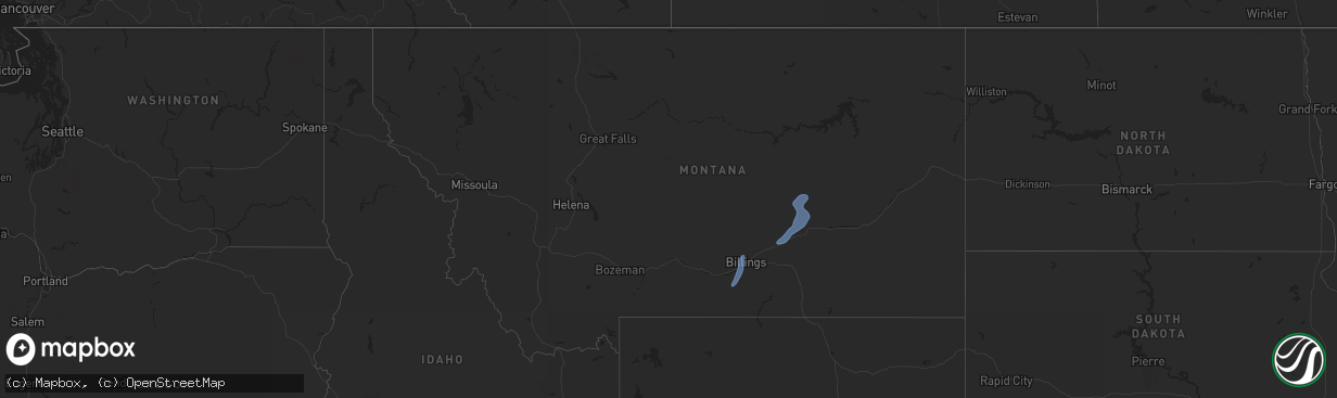 Hail map in Montana on August 21, 2023