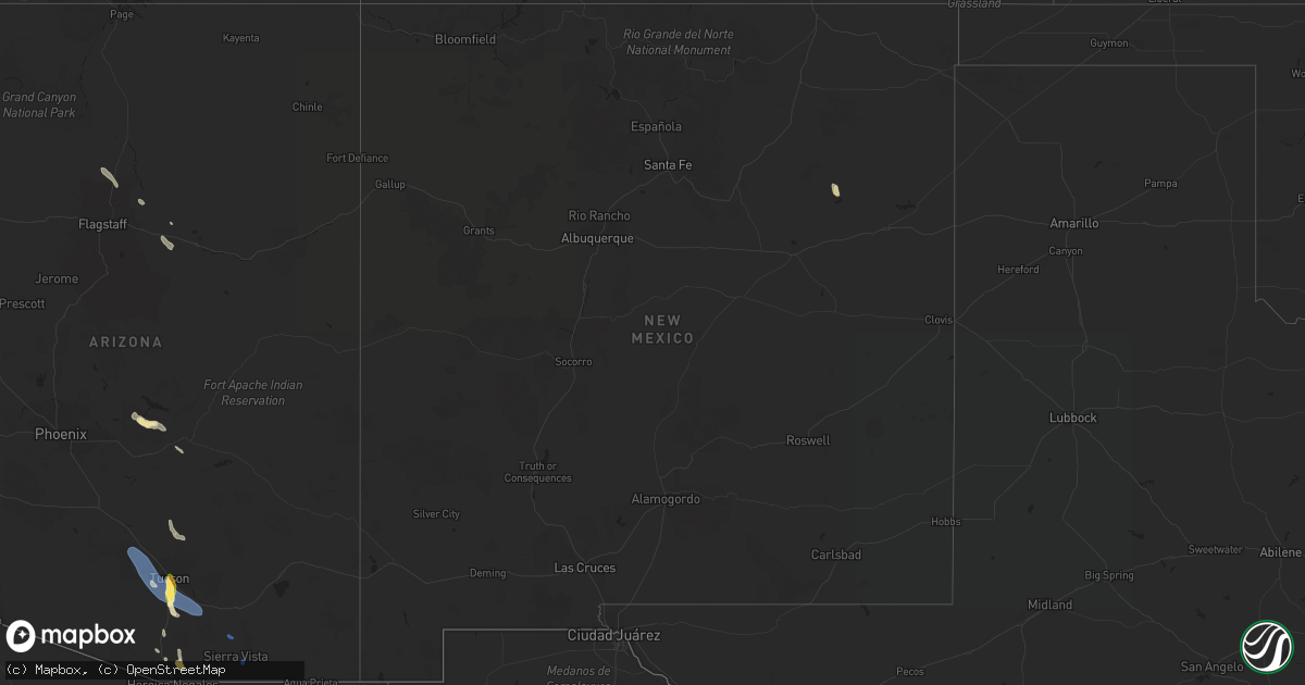 Hail map in New Mexico on August 21, 2023