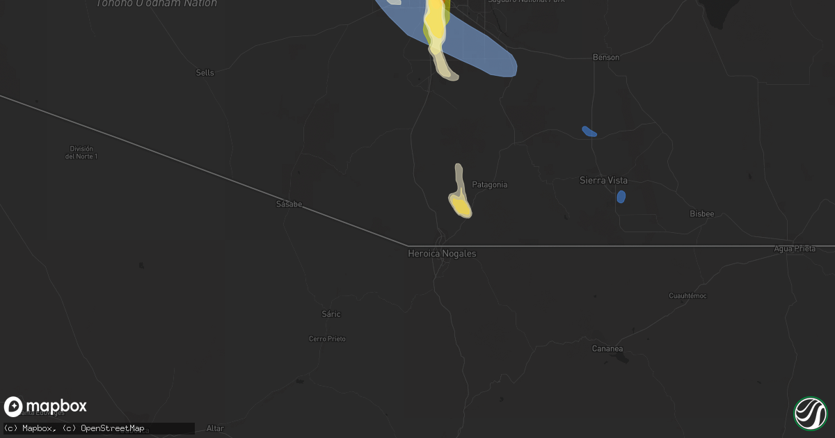 Hail map in Nogales, AZ on August 21, 2023