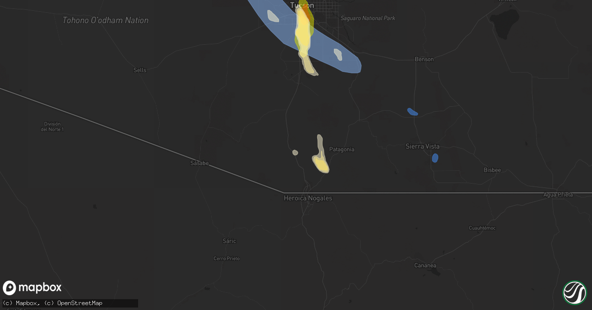 Hail map in Rio Rico, AZ on August 21, 2023